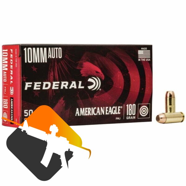 Munição FEDERAL AMERICAN EAGLE 10MM AUTO FMJ PP 180 Grains – Cx 50