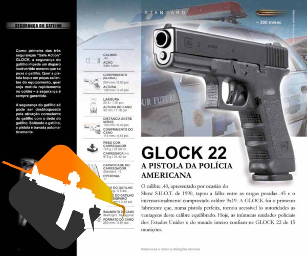 Pistola Glock G22 - Calibre .40 ACP 15+1 Oxidada