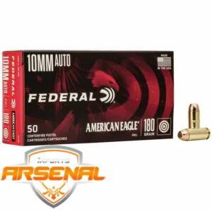Munição FEDERAL AMERICAN EAGLE 10MM AUTO FMJ PP 180 Grains – Cx 50