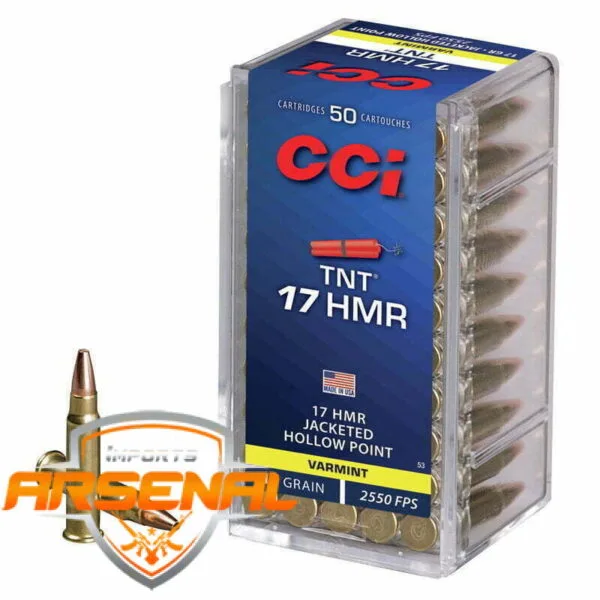 Munição CCI 17HMR TNT HP 17 Grains – Cx 50