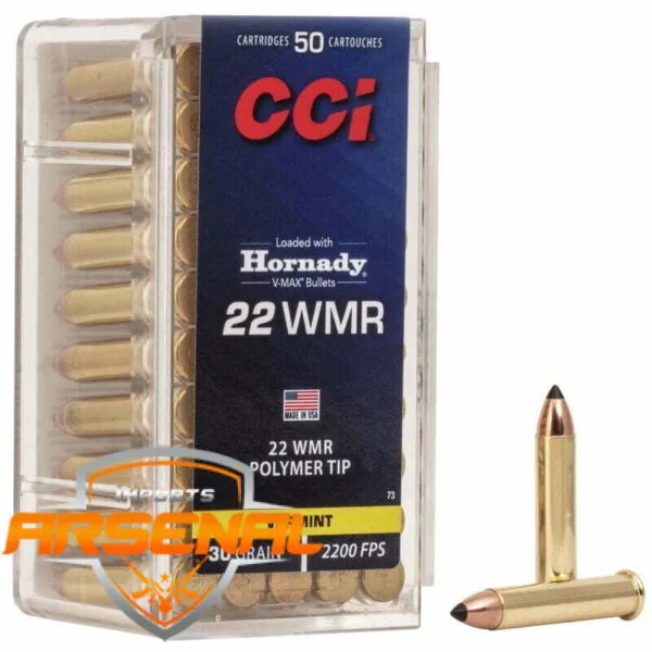 Munição CCI 22WMR MAGUM V-MAX POLYMER TIP 30GR – CX50