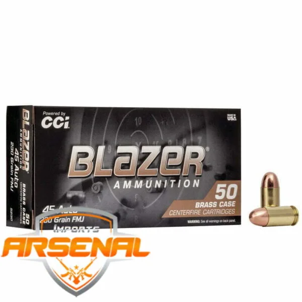 Munição CCI BLASER .45 AUTO FMJ 230 Grains – Cx 50