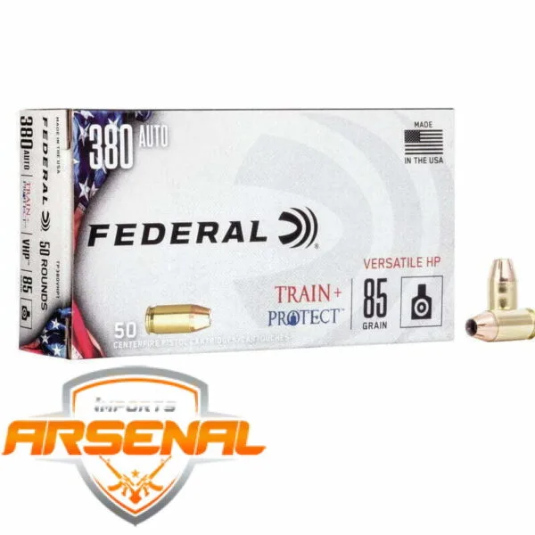Munição FEDERAL Train + Protect 380 AUTO VHP 85 Grains – Cx 50