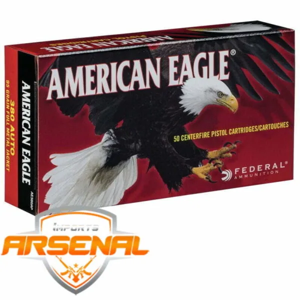 Munição Federal 380 AUTO FMJ AMERICAN EAGLE 95 GR – CX 50
