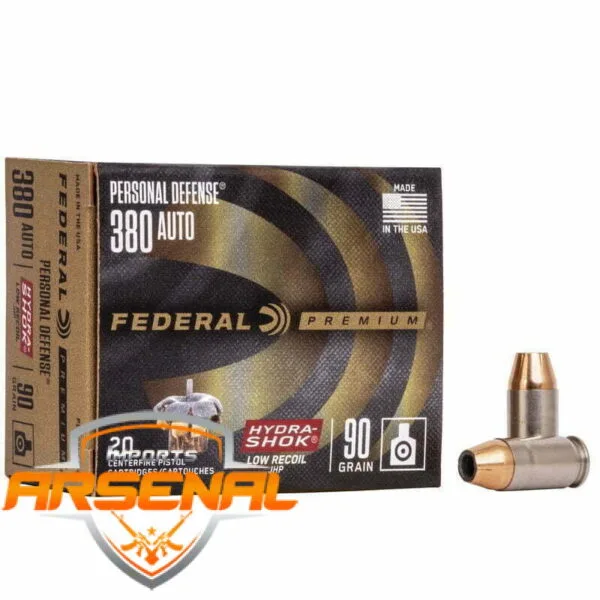 Munição Federal 380 AUTO JHP HYDRA-SHOCK AMERICAN EAGLE 90 GR – CX 20