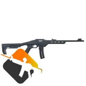 RIFLE CBC CALIBRE 22LR SEMIAUTOMÁTICO TACTICAL – CORONHA TÁTICA EM POLÍMERO PRETO